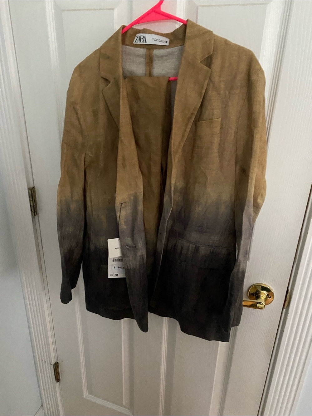 ZARA Ombre Tan to Black Linen Blazer